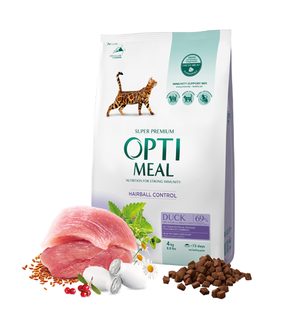 Opti meal Adult Cats Hairball Control Duck 4kg