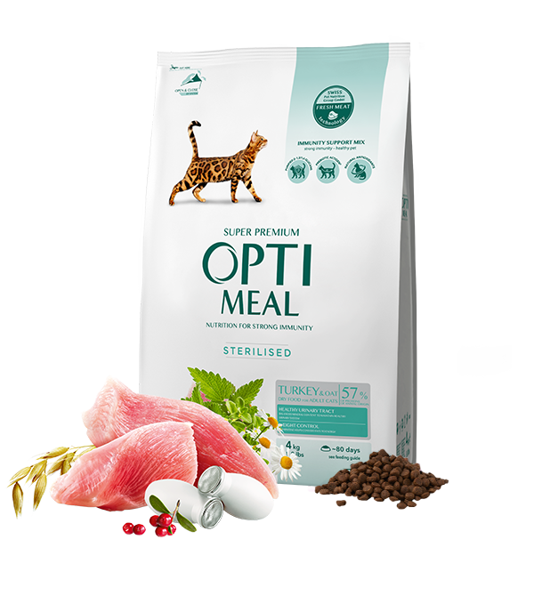 Opti meal Dry For Sterilised Cats Turkey & Oat 1.5kg
