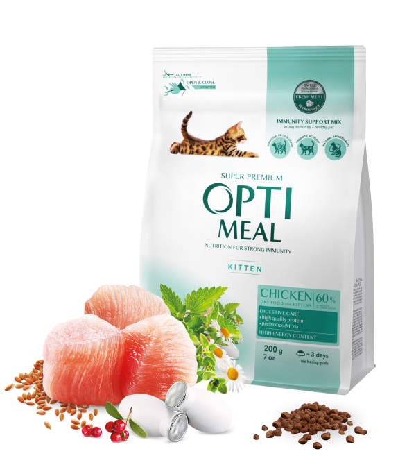 Opti meal Dry For Kittens Chicken 200gm