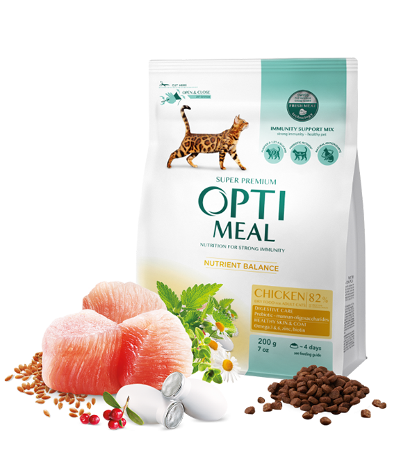 Opti meal Dry For Adult Cats Chicken(200+100)300gm