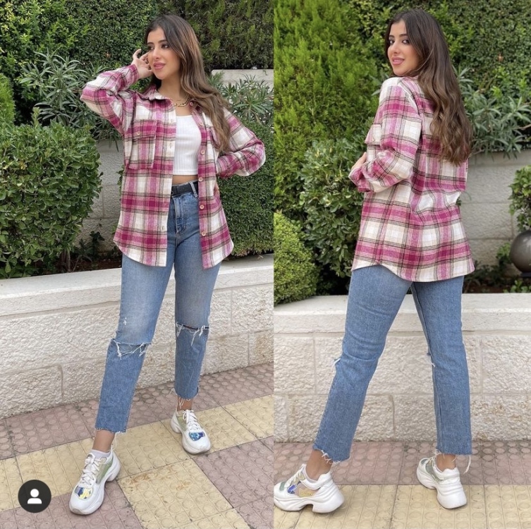 Plaid Button Through Longline Blous