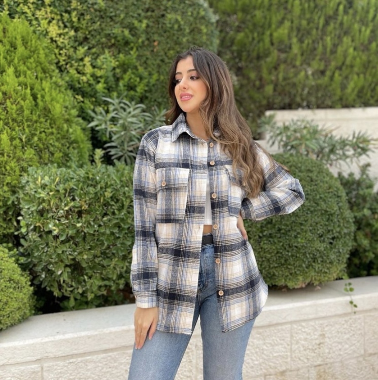 Plaid Button Through Longline Blous