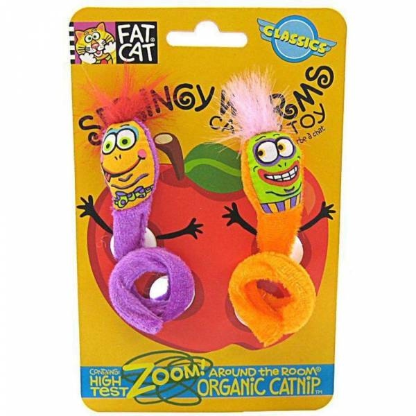 fat cat springy worms vers flexible cat toy