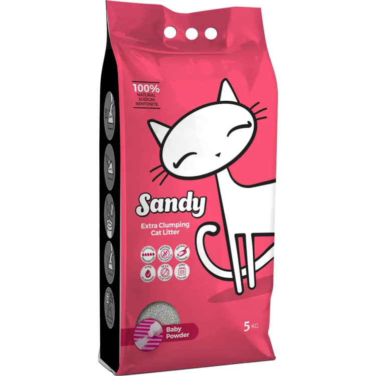 sandy clumping cat litter baby powder scent 