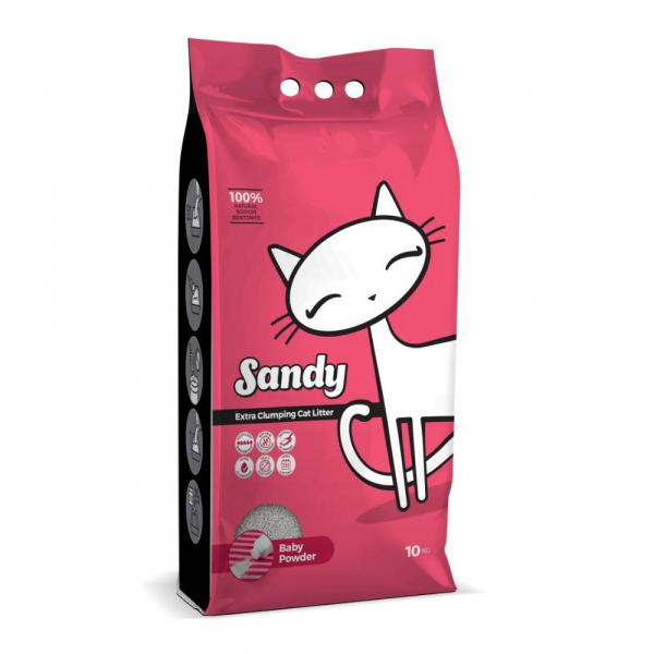 sandy extra clumping cat litter 10kg (Baby powder)