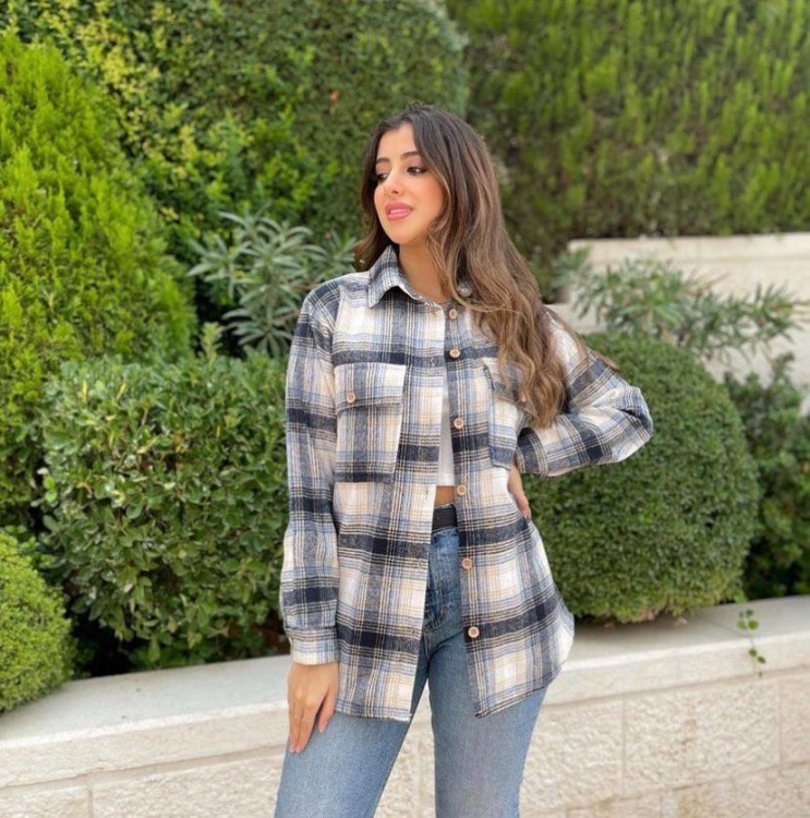 Plaid Flap Pocket Blouse