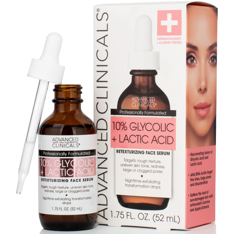 Advanced Clinicals 10% Glycolic Acid and Lactic Acid