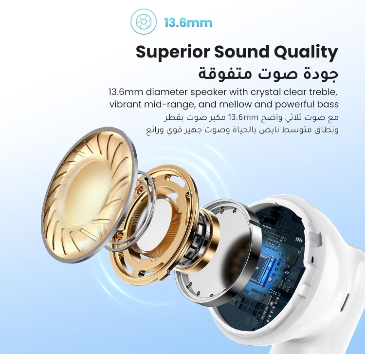 UGREEN 15612 HITUNE H5  EARBUDS WHITE