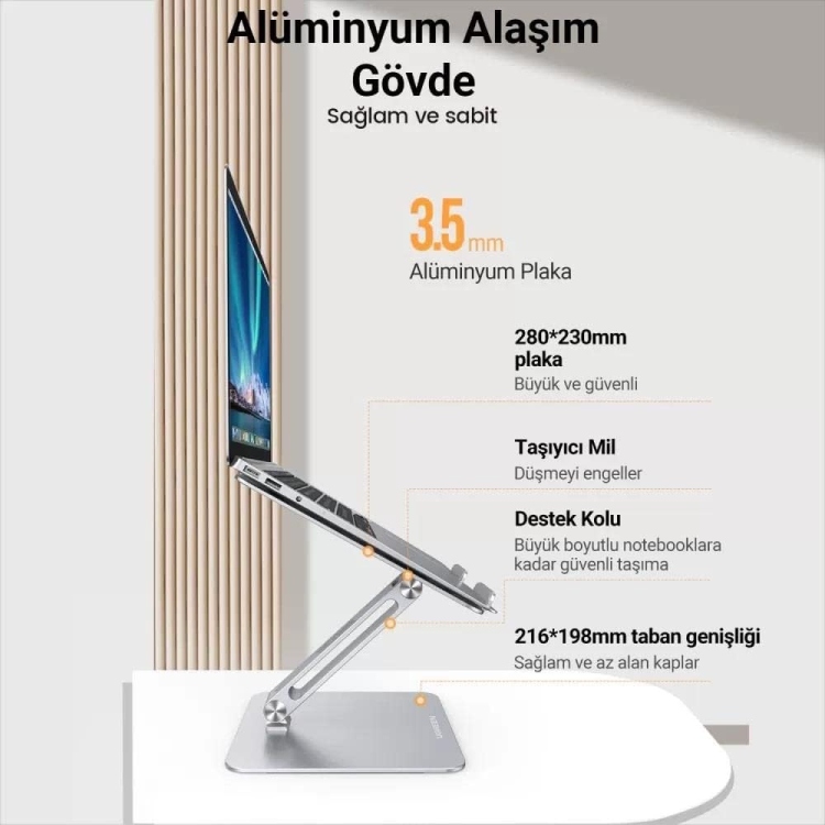 UGREEN	LP339  40291 UGREEN ADJUSTABLE LAPTOP STAND EASY HEIGHT ADJUSTMENT (201MM) UP TO 17.3"  (SILVER)