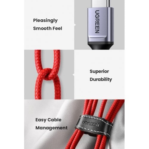 UGREEN US505-20527 USB-C MALE TO USB 2.0 A  MALE 6A DATA CABLE  FOR HUAWEI SUPERCHARGE RED 1M