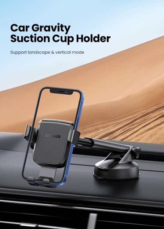 UGREEN LP200 60990B GRAVITY PHONE HOLDER WITH SUCTION CUP BLACK