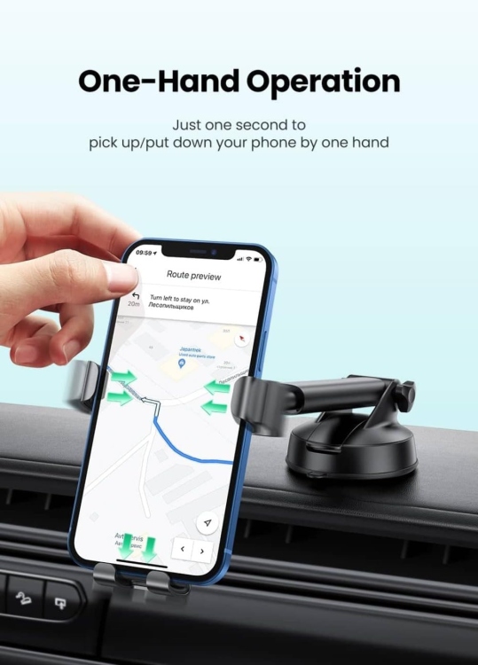 UGREEN LP200 60990B GRAVITY PHONE HOLDER WITH SUCTION CUP BLACK