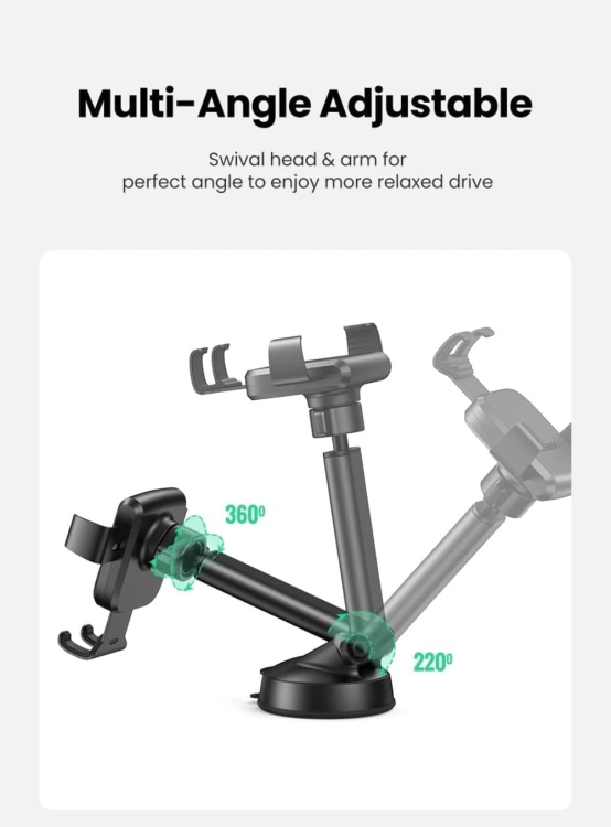 UGREEN LP200 60990B GRAVITY PHONE HOLDER WITH SUCTION CUP BLACK