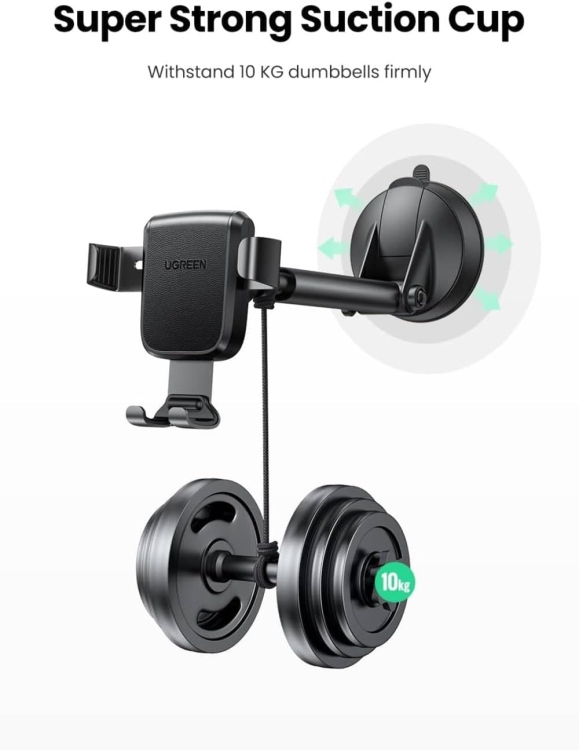 UGREEN LP200 60990B GRAVITY PHONE HOLDER WITH SUCTION CUP BLACK
