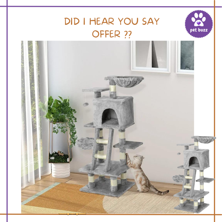 PawHut 125cm Multi-Activity Cat Tree w/ House Baskets Ladder Scratch Post Grey