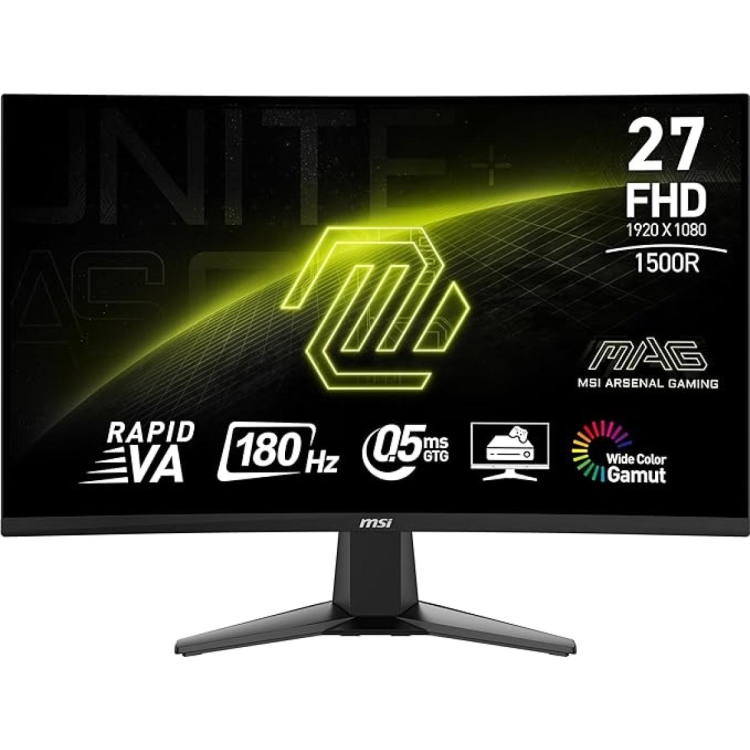 MSI MAG27C6F 27" 1920 X 1080 (FHD), CURVE 1500R RAPID VA, 180HZ, ADAPTIVE SYNC, 0.5MS - 2XHDMI, DP