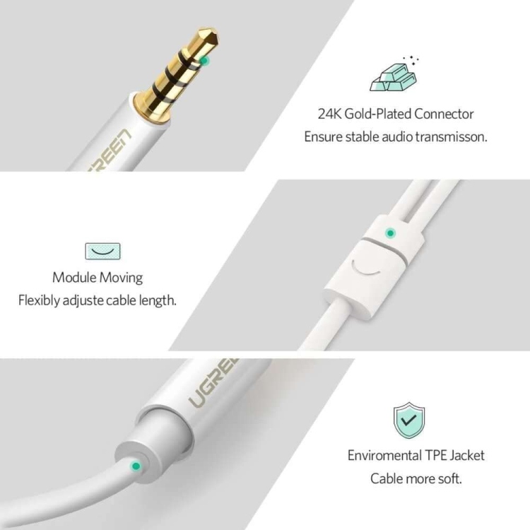 UGREEN 3.5MM MALE TO 2 FEMALE AUDIO
CABLE ABS CASE (WHITE) AV141 10789