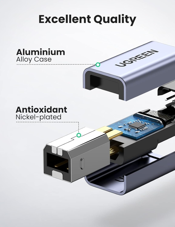 UGREEN USB2.0 USB-C/F TO USB2.0 B/M
ADAPTER ALUMINUM CASE US382  20120