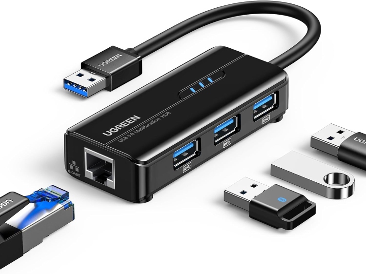 UGREEN USB 3.0 HUB WITH GIGABIT ETHERNEADAPTER 20265 