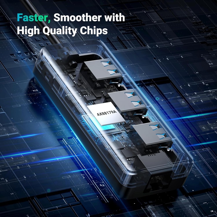UGREEN USB 3.0 HUB WITH GIGABIT ETHERNEADAPTER 20265 