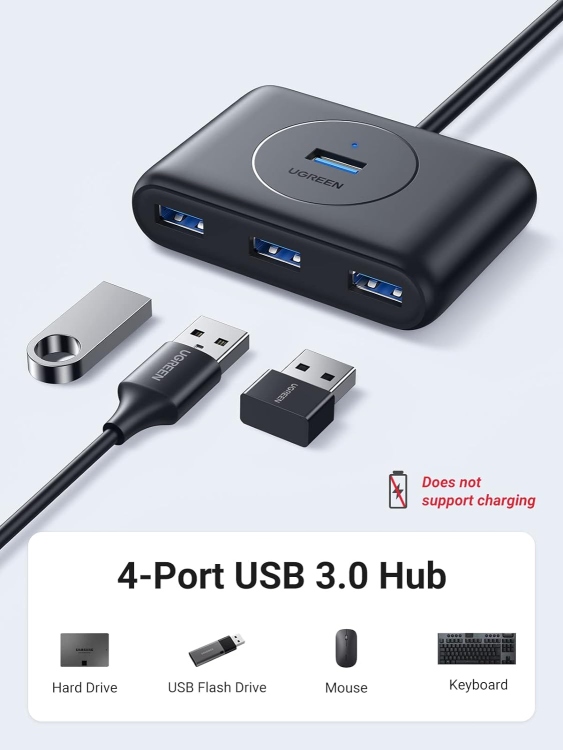 UGREEN USB 3.0 HUB WITH USB-C PORT 1M
(BLACK) CR113 40850