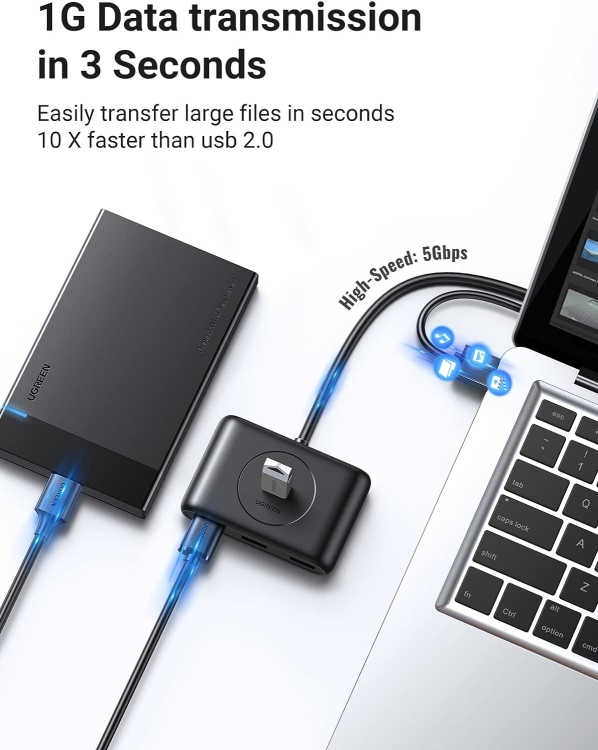 UGREEN USB 3.0 HUB WITH USB-C PORT 1M
(BLACK) CR113 40850