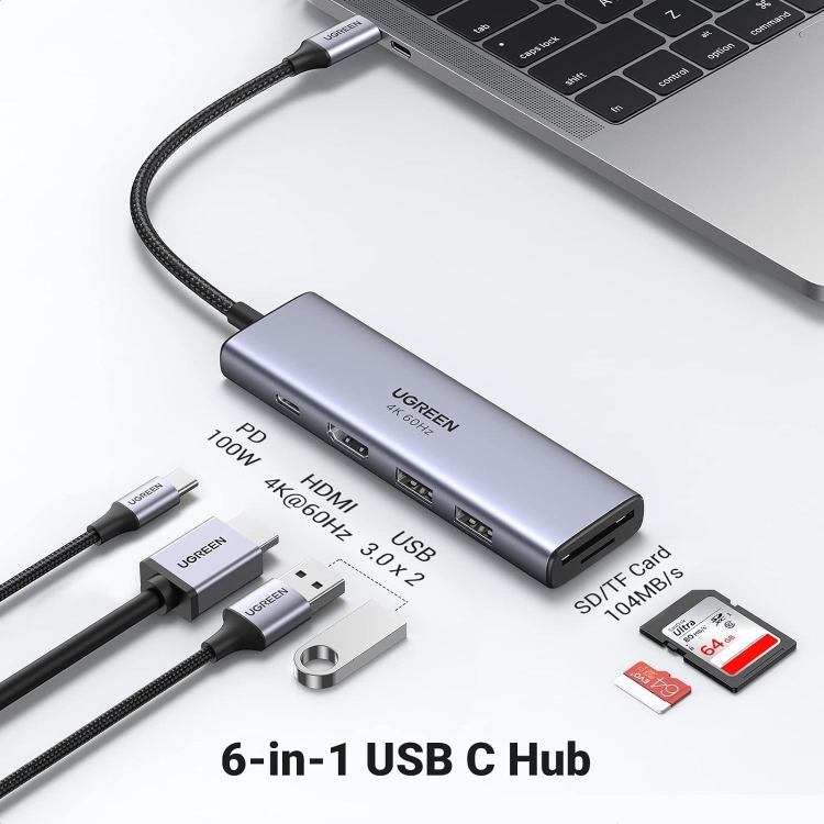 UGREEN 6 IN 1 USB C HUB CM511 60384