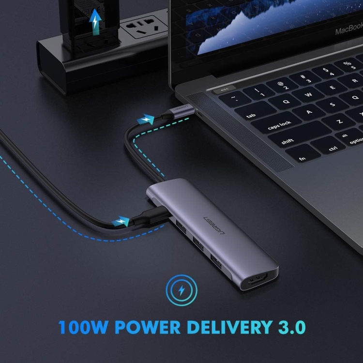 UGREEN USB TYPE C TO HDMI + USB 3.0*3 + PD
POWER CONVERTER  CM136 50209