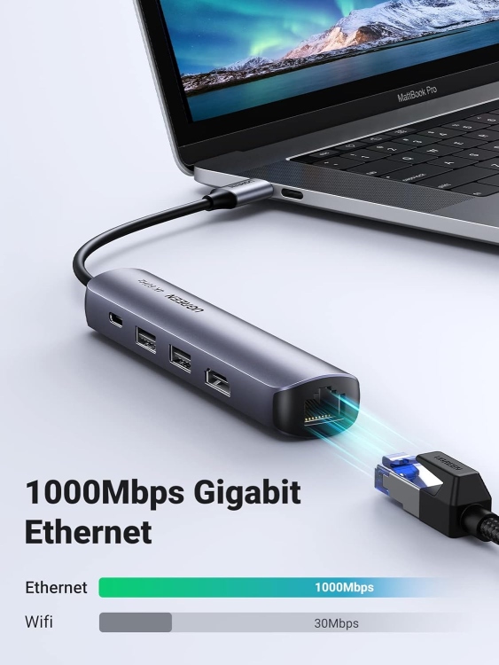 UGREEN USB-C MULTIFUNCTION GIGABIT
ETHERNET ADAPTER WITH PD CM475 20932