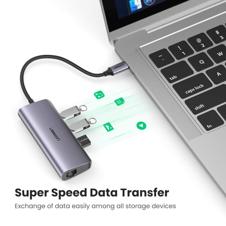 UGREEN USB-C TO 3XUSB 3.0+RJ45+USB-C
MULTIFUNCTION ADAPTER CM252 60718
