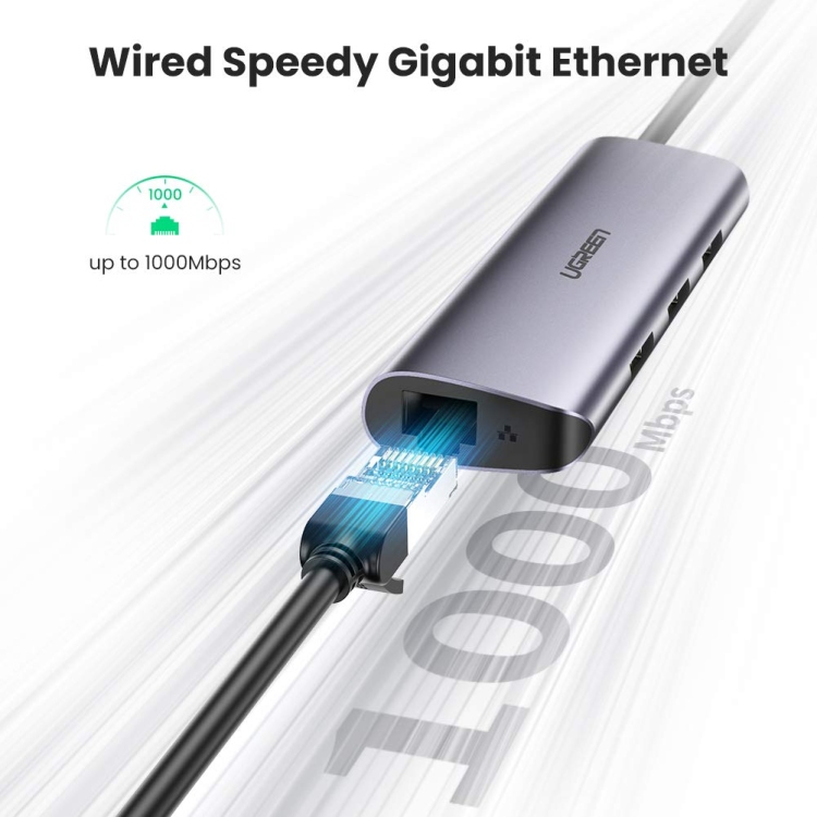 UGREEN USB-C TO 3XUSB 3.0+RJ45+USB-C
MULTIFUNCTION ADAPTER CM252 60718