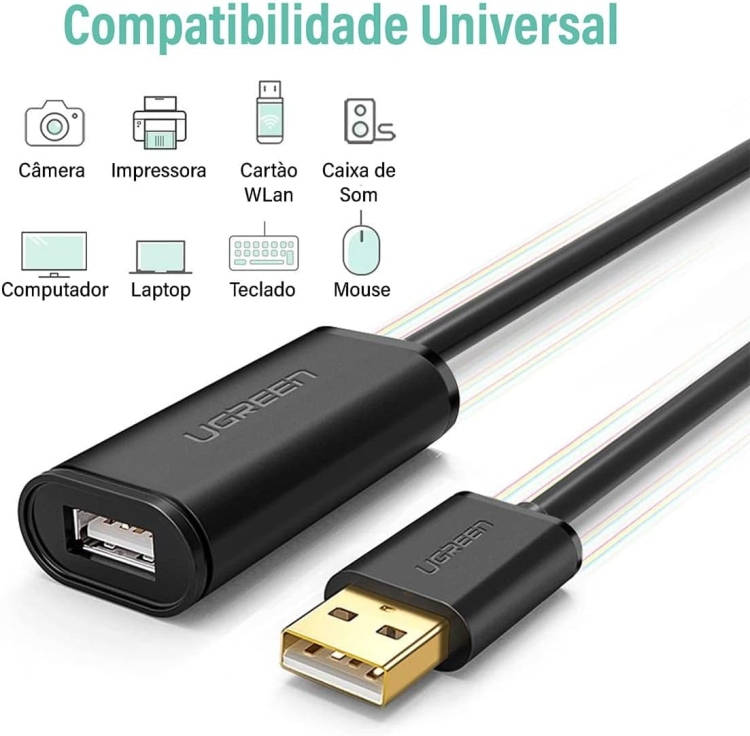 UGREEN USB 2.0 ACTIVE EXTENTION CABLE
WITH CHIPSET 30M BLACK 10326