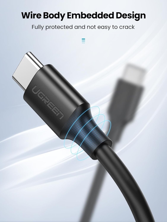 UGREEN US286 60788 USB-C 2.0 MALE TO USB-
MALE 3A DATA CABLE BLACK 3M 2.0