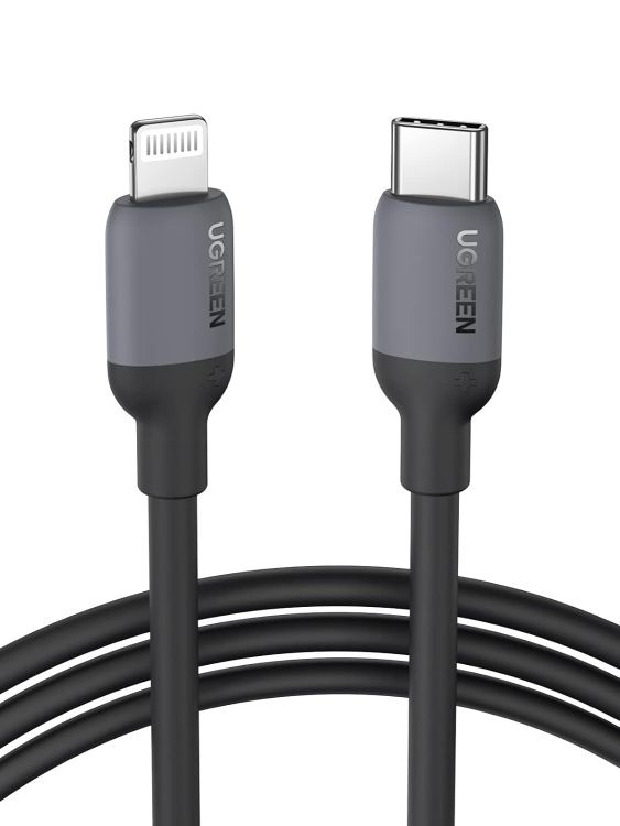 UGREEN US387 20304 SKIN-FRIENDLY LIGHTNIN
TO USB-C PD CHARGING CABLE BLACK  1M