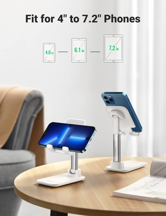 UGREEN LP373 20434 FOLDABLE MULTI-ANGLE PHONE DESKTOP STAND WITH HEIGHT
ADJUSTABLE SLIVER