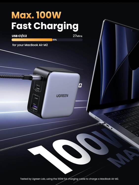 UGREEN CD226 40747 USB-A+3*USB-C 100W GA
TECH FAST CHARGER EU GREY