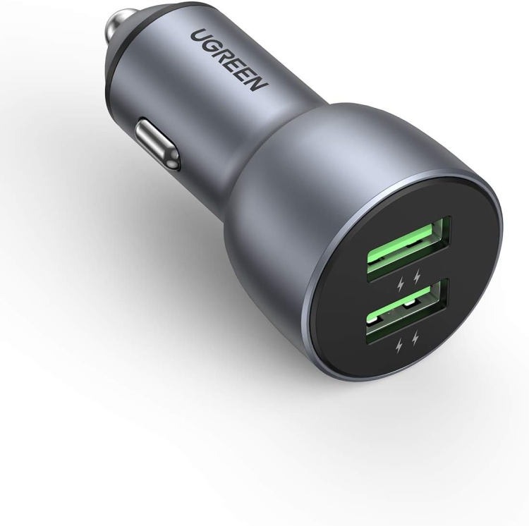 UGREEN CD213 10144 QC 3.0+QC 3.0 DUAL USB-
36W FAST CAR CHARGER GREY