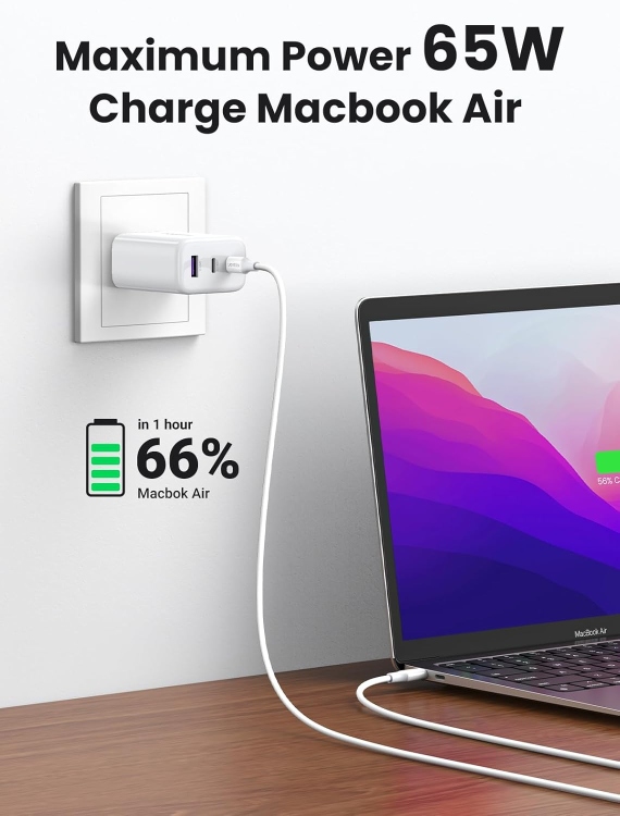 UGREEN CD275 90496 USB-A+2*USB-C 65W FAS
CHARGER EU WHITE