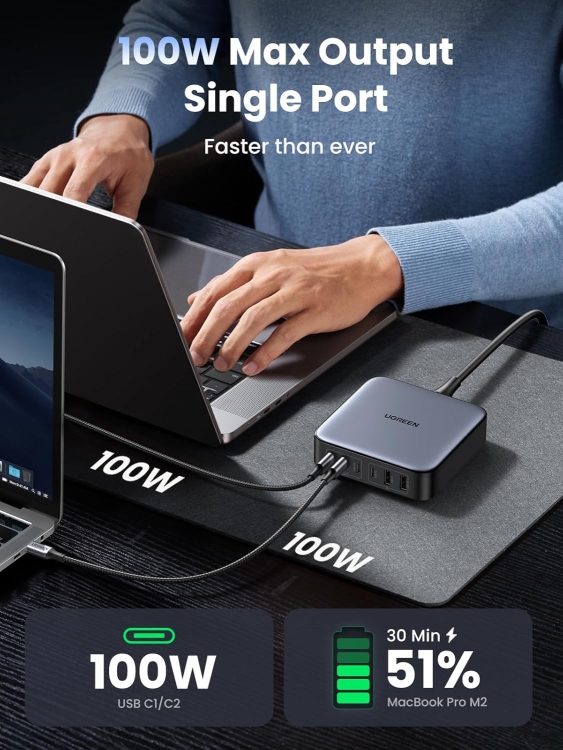 UGREEN CD271 40914 UGREEN CD271 40914 2*U A+4*USB-C 200W DESKTOP FAST CHARGER EU
BLACK