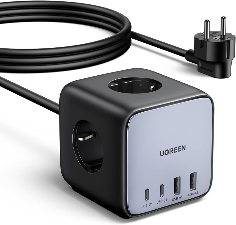 UGREEN CD268 60113 DIGINEST CUBE POWER
STRIP (3 AC OUTLETS +  65W 2A2C) EU BLAC