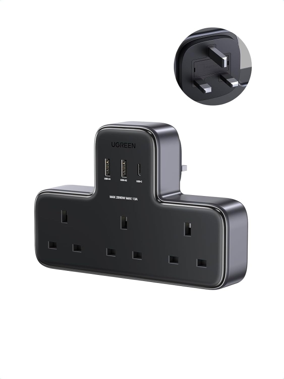 UGREEN S530 15360 DIGINEST POWER STRIP(3 A
OUTLETS + 30W 2A1C) UK