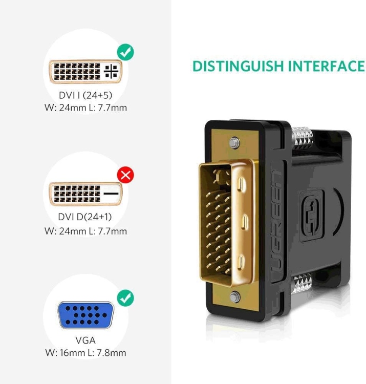 UGREEN 20122 DVI-D TO VGA ACTIVE CONVERT
FLAT CABLE