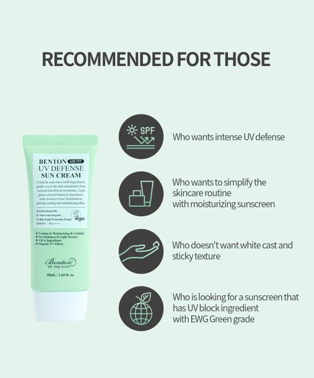 Benton, Air Fit UV Defense Sun Cream SPF 50/PA++++