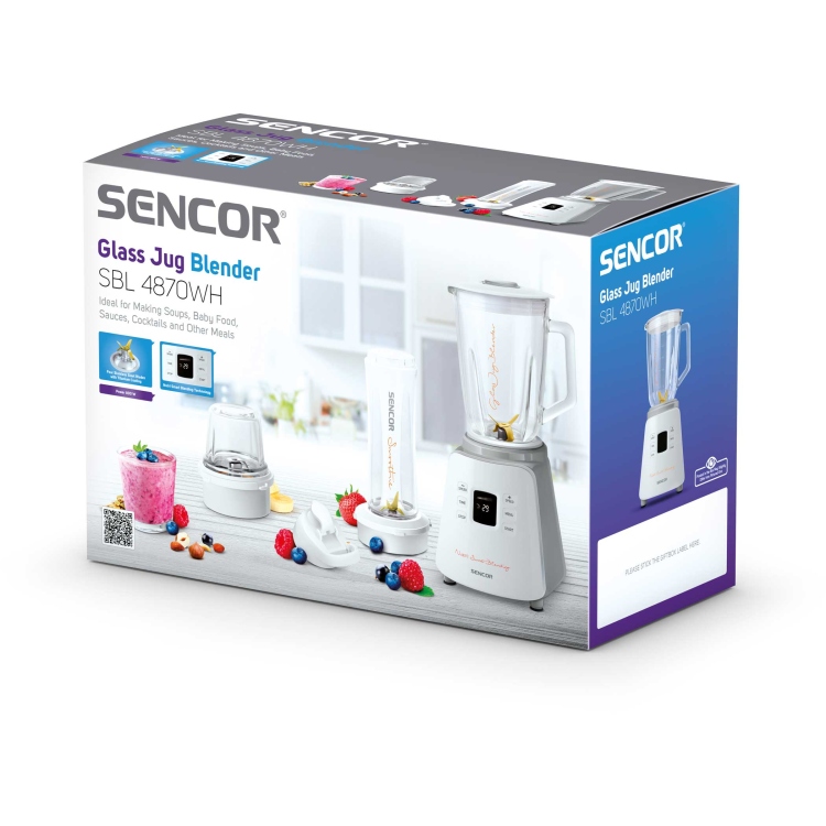 خلاط Sencor SBL 4870WH بوعاء زجاجي - قدرة 800 واط