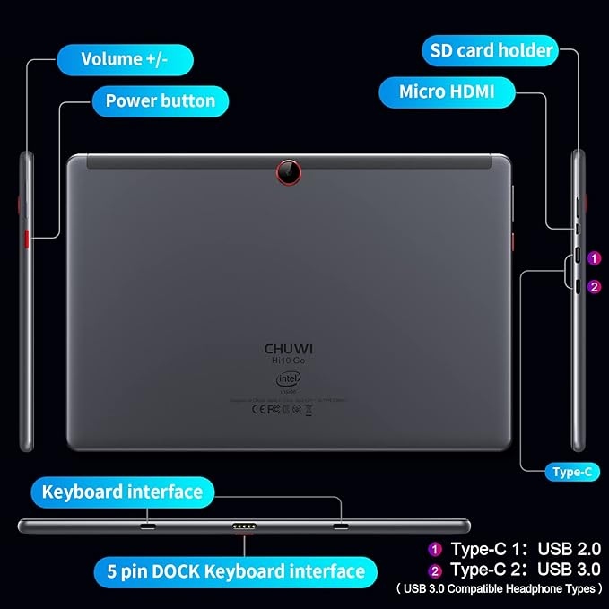 CHUWI HI 10 GO CELERON N5100 6GB RAM - 128GB EMMC - 10.1" IPS  2MP FRONT - 5MP BACK WINDOWS