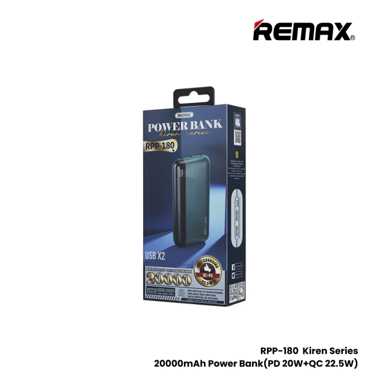 REMAX RPP-180 QC+PD FAST CHARGING POWER BANK 20000MAH