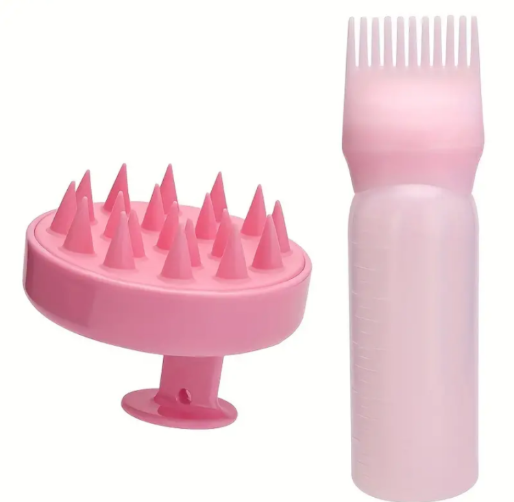 Set of Silicone scalp brush + Hair Mask & Oils Applicator 