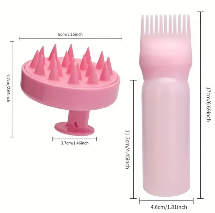 Set of Silicone scalp brush + Hair Mask & Oils Applicator 