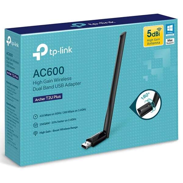 TP-LINK ARCHER T2U PLUS AC600 HIGH GAIN WIRELESS DUAL BAND USB ADAPTER