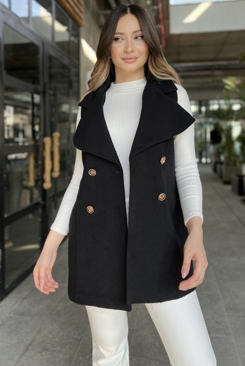 Double Button Belted Vest 